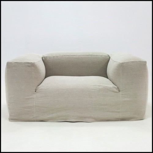 Fauteuil avec structure en bois massif recouvert avec tissu amovible de haute qualité couleur crème 176-Phantom