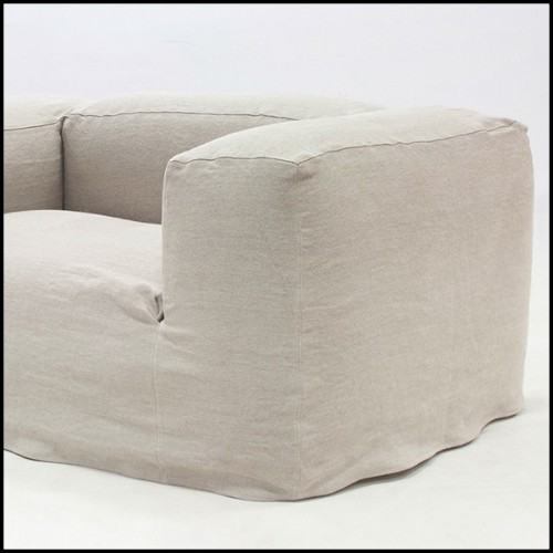 Armchair with solid wood structure covered with removable fabric in cream color 176-Phantom