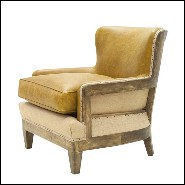 Armchair with natural camel genuine leather and with structure in solid wood PC-Diesel Camel