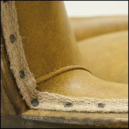Fauteuil en véritable cuir naturel couleur camel et structure en bois massif PC-Diesel Camel