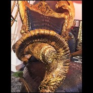 Fauteuil avec structure en bois de hêtre massif recouvert de peau d'alligator teinté noir naturel PC-Croco Black Bronze