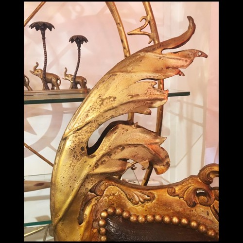 Fauteuil avec structure en bois de hêtre massif recouvert de peau d'alligator teinté noir naturel PC-Croco Black Bronze