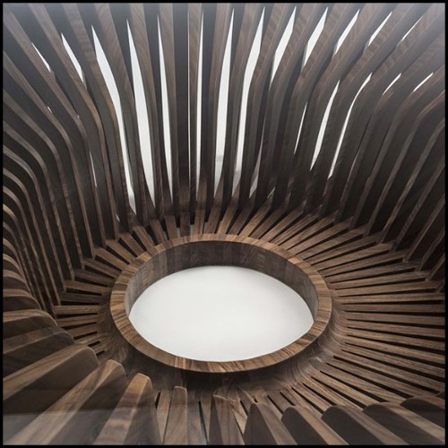 Table basse avec multiples éléments en bâtons de bois de noyer massif sculpté 154-Shift