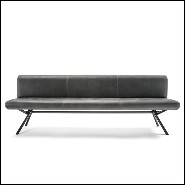 Banc avec structure en bois massif revêtu de cuir véritable gris de haute qualité 154-Grey Leather