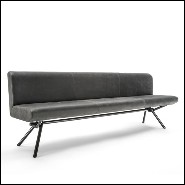 Banc avec structure en bois massif revêtu de cuir véritable gris de haute qualité 154-Grey Leather