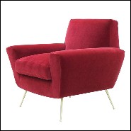 Armchair with structure in solid wood covered with high quality ruby velvet fabric 176-Ruby