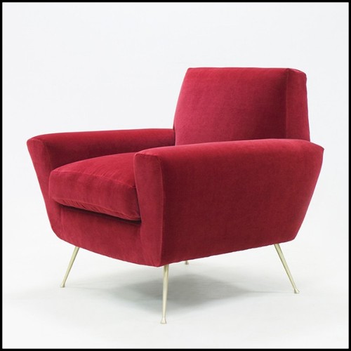 Armchair with structure in solid wood covered with high quality ruby velvet fabric 176-Ruby