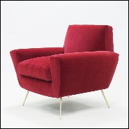 Armchair with structure in solid wood covered with high quality ruby velvet fabric 176-Ruby