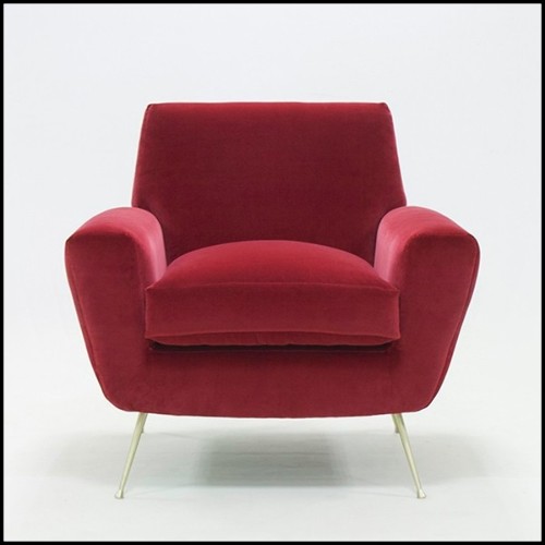 Armchair with structure in solid wood covered with high quality ruby velvet fabric 176-Ruby