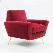 Armchair with structure in solid wood covered with high quality ruby velvet fabric 176-Ruby