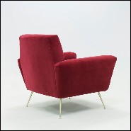 Armchair with structure in solid wood covered with high quality ruby velvet fabric 176-Ruby