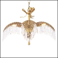 Chandelier with structure in brass vintage finish and crystal glass 24-Crystal Palms S