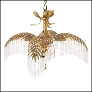 Chandelier with structure in brass vintage finish and crystal glass 24-Crystal Palms S
