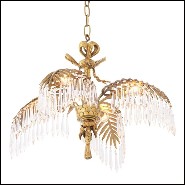 Chandelier with structure in brass vintage finish and crystal glass 24-Crystal Palms S
