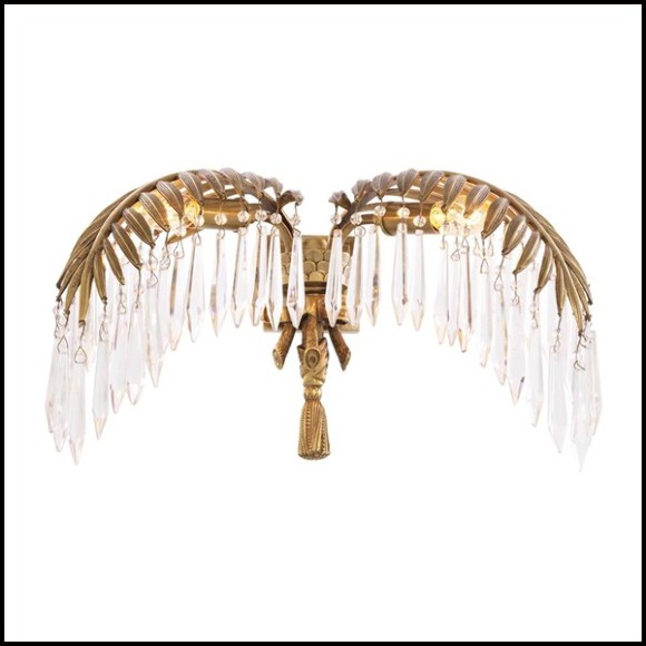 Wall Lamp with structure in brass vintage finish and crystal glass 24-Crystal Palms