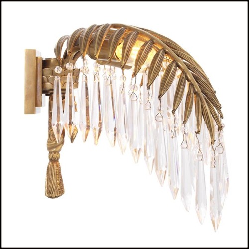 Wall Lamp with structure in brass vintage finish and crystal glass 24-Crystal Palms