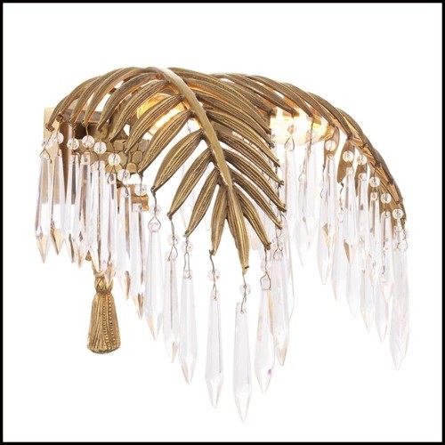 Wall Lamp with structure in brass vintage finish and crystal glass 24-Crystal Palms