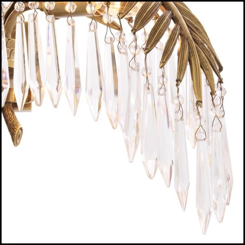 Wall Lamp with structure in brass vintage finish and crystal glass 24-Crystal Palms