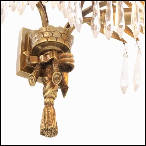 Wall Lamp with structure in brass vintage finish and crystal glass 24-Crystal Palms