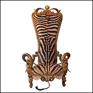Throne with structure in solid beechwood covered with natural Burchell zebra skins PC-High Zebra