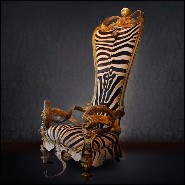 Throne with structure in solid beechwood covered with natural Burchell zebra skins PC-High Zebra