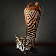 Throne with structure in solid beechwood covered with natural Burchell zebra skins PC-High Zebra
