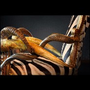 Throne with structure in solid beechwood covered with natural Burchell zebra skins PC-High Zebra