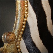 Throne with structure in solid beechwood covered with natural Burchell zebra skins PC-High Zebra