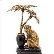 Bookends set of 2 in solid bronze and with base in hand painted porcelain 162-Monkeys and Palms