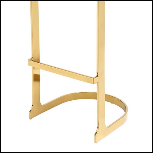 Stool with metal frame In gold finish and with grey velvet fabric seat 162-Sweety Gold High