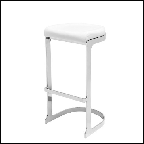 Stool with metal frame In gold finish and with grey velvet fabric seat 162-Sweety Gold High