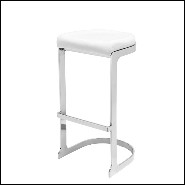 Stool with metal frame In gold finish and with grey velvet fabric seat 162-Sweety Gold High