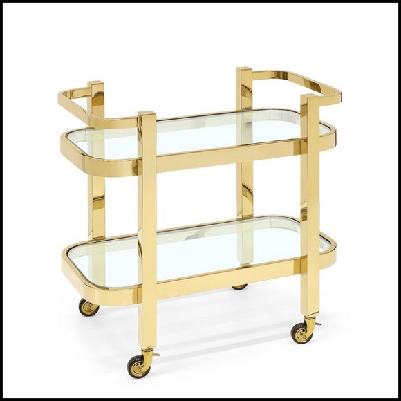 Desserte avec structure métallique finition or et 2 plateaux en verre transparent 162-Christensen