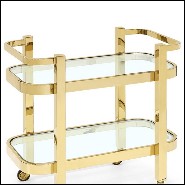 Trollet with metal structure in gold finish and with 2 clear glass tops 162-Christensen