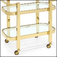 Desserte avec structure métallique finition or et 2 plateaux en verre transparent 162-Christensen