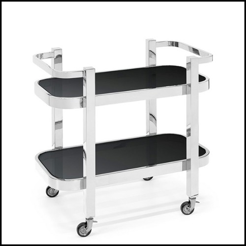 Trollet with metal structure in gold finish and with 2 clear glass tops 162-Christensen