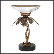 Bol avec structure en laiton vintage et verre clair sur base en granit 24-Bowl Palms