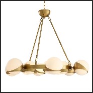 Chandelier with structure in antique brass finish and white glass 24-Brass Balls