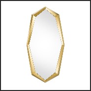 Mirror with frame in stainless steel gold finish and mirror glass 24-Mandel Octo