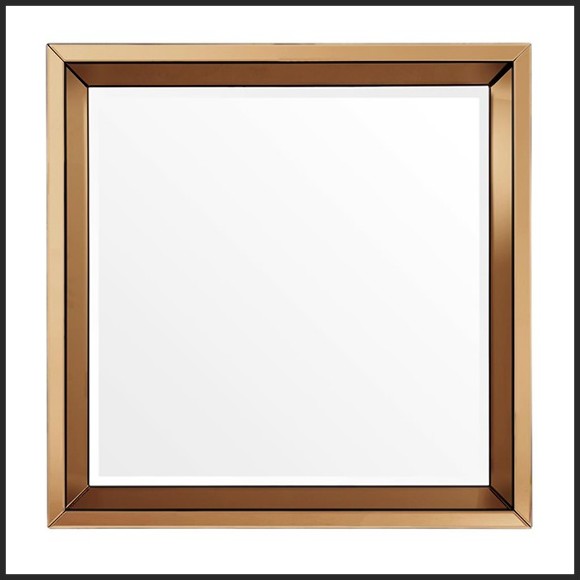 Miroir avec cadre en verre miroir ambré et verre clair 24-Square Amber