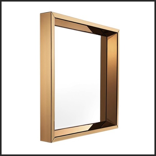 Miroir avec cadre en verre miroir ambré et verre clair 24-Square Amber