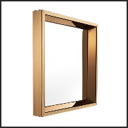 Miroir avec cadre en verre miroir ambré et verre clair 24-Square Amber