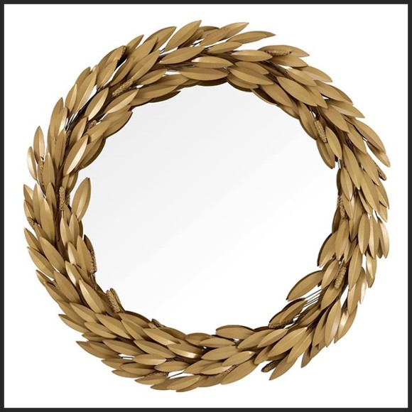 Miroir avec cadre en finition Gold antique 24-Laurels