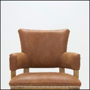 Chaise avec structure en bois massif et cuir véritable marron naturel 176-Diesel Brown