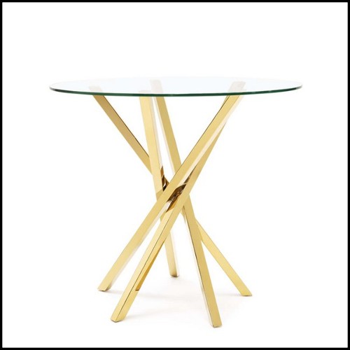 Side table with base in metal in gold finish 162-Eclipse