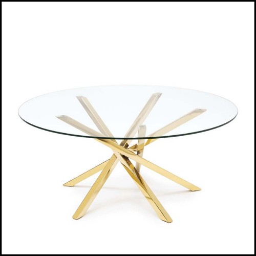 Coffee table with base in metal in gold finish 162-Eclipse