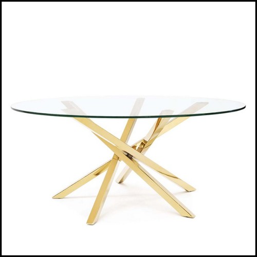 Table basse avec piétement en métal finition Gold 162-Eclipse