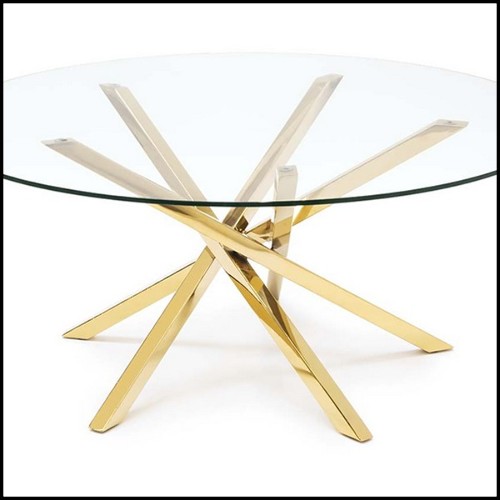 Table basse avec piétement en métal finition Gold 162-Eclipse