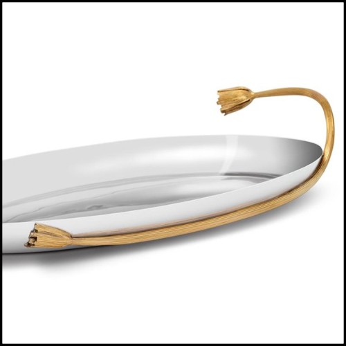 Tray gold in polished stainless steel with 24-karat gold-plated stalk 172-Gold stalk