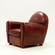Fauteuil en cuir véritable marron naturel et structure en bois massif 176-Club